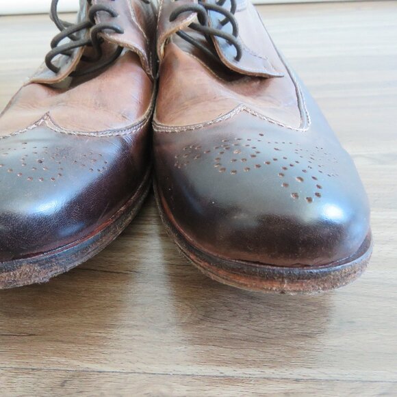 BED STU Bench Made Cobbler Series Wingtip Derby Brogue Shoes Brown Leather 10 - Picture 9 of 16